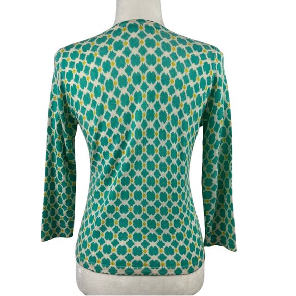 Garnet Hill 100% Merino Wool Geometric Print Sweater Cardigan Size Small Preppy - Picture 4 of 9